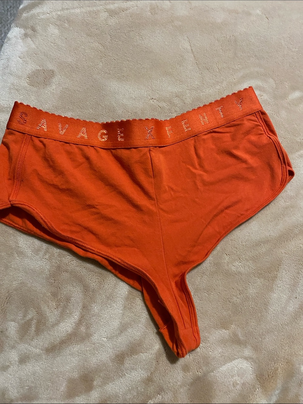 Savage X Fenty Women's Orange Cotton High Waist Panty Sz M